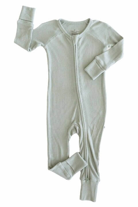 Embroidered Bamboo Waffle Convertible Zip Rompers | Mountain Haze - Image 16