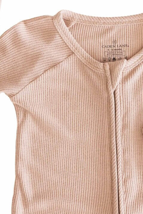 Embroidered Bamboo Waffle Convertible Zip Romper | Cocoa - Image 9