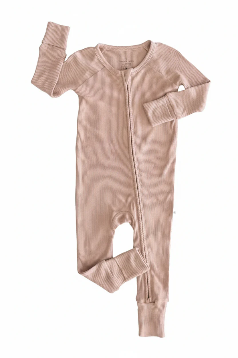 Embroidered Bamboo Waffle Convertible Zip Romper | Cocoa - Image 8
