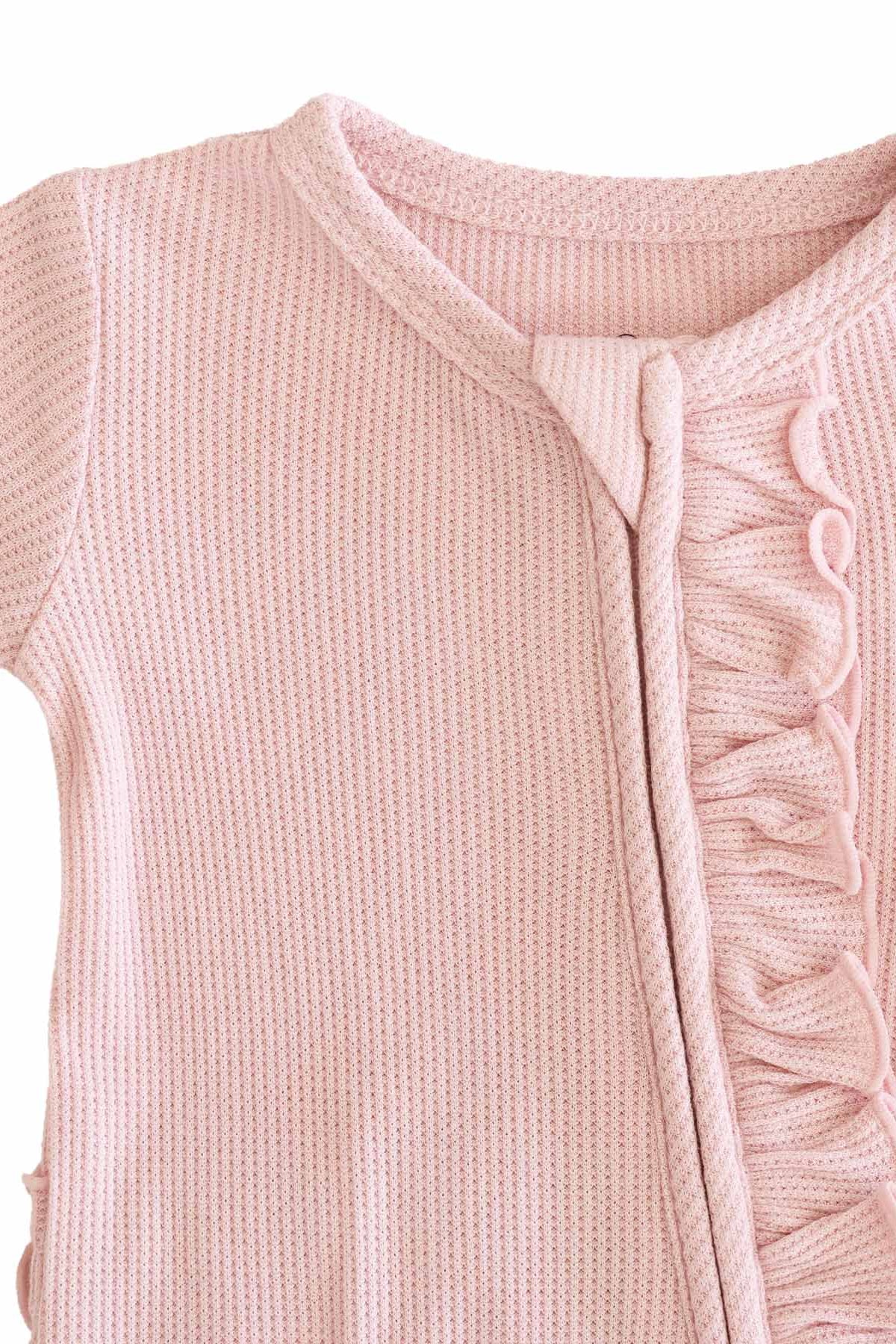 Embroidered Bamboo Waffle Zipper Ruffle Footies | In Bloom - Image 27