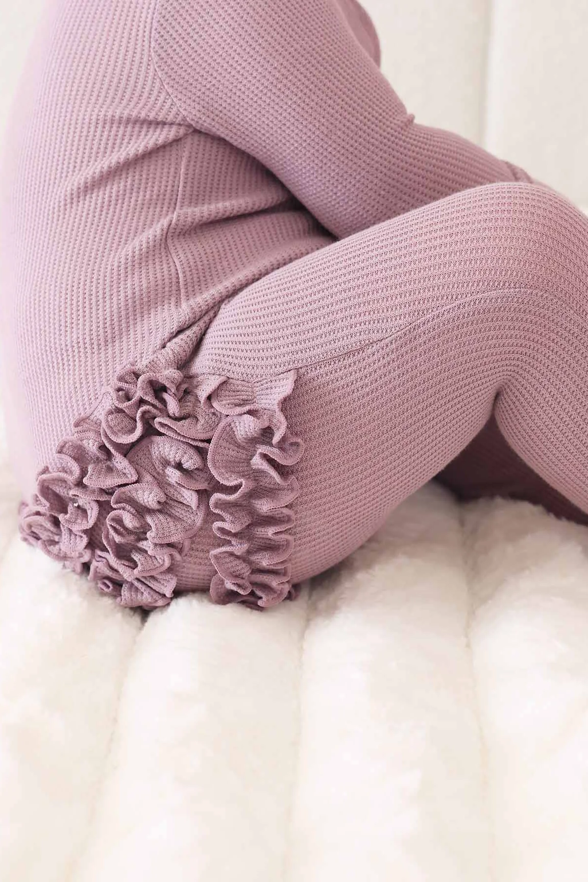 Embroidered Bamboo Waffle Zipper Ruffle Footies | In Bloom - Image 9