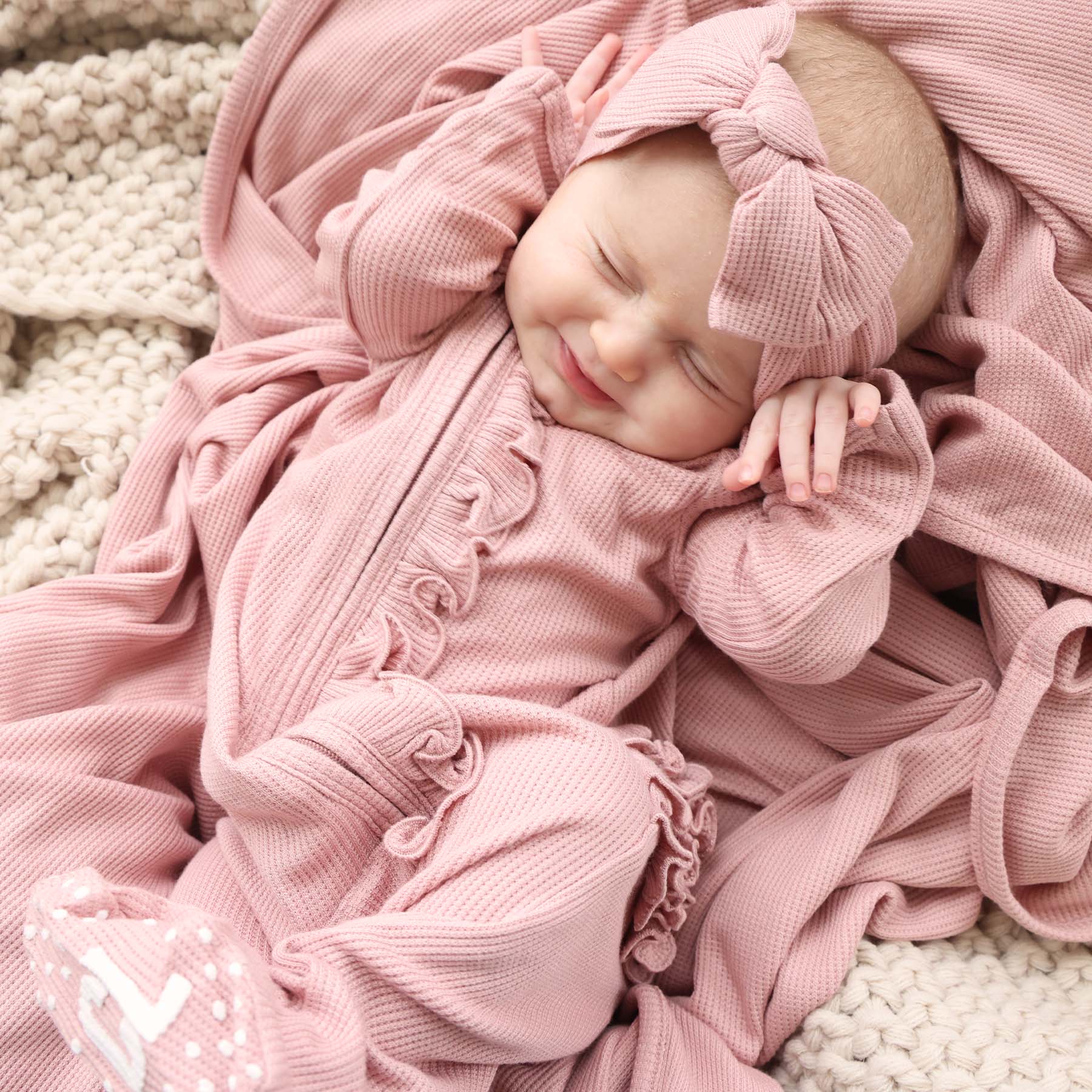 Bamboo Waffle Knit Large Bow Headwraps - Image 15