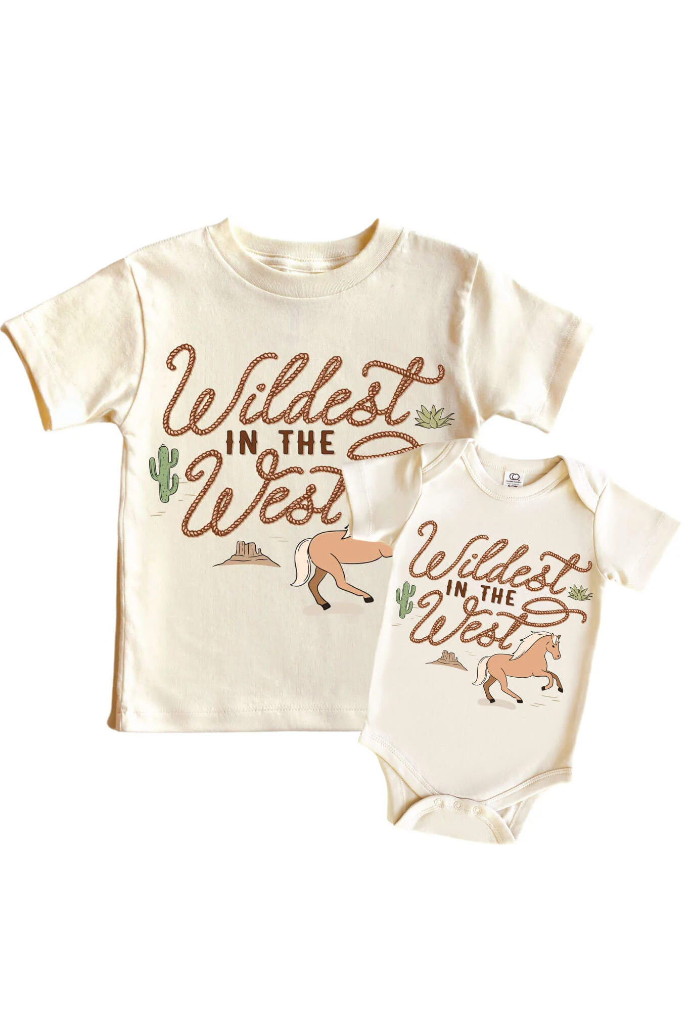 Wildest In The West Neutral Graphic Bodysuit & Kids Tee | Natural