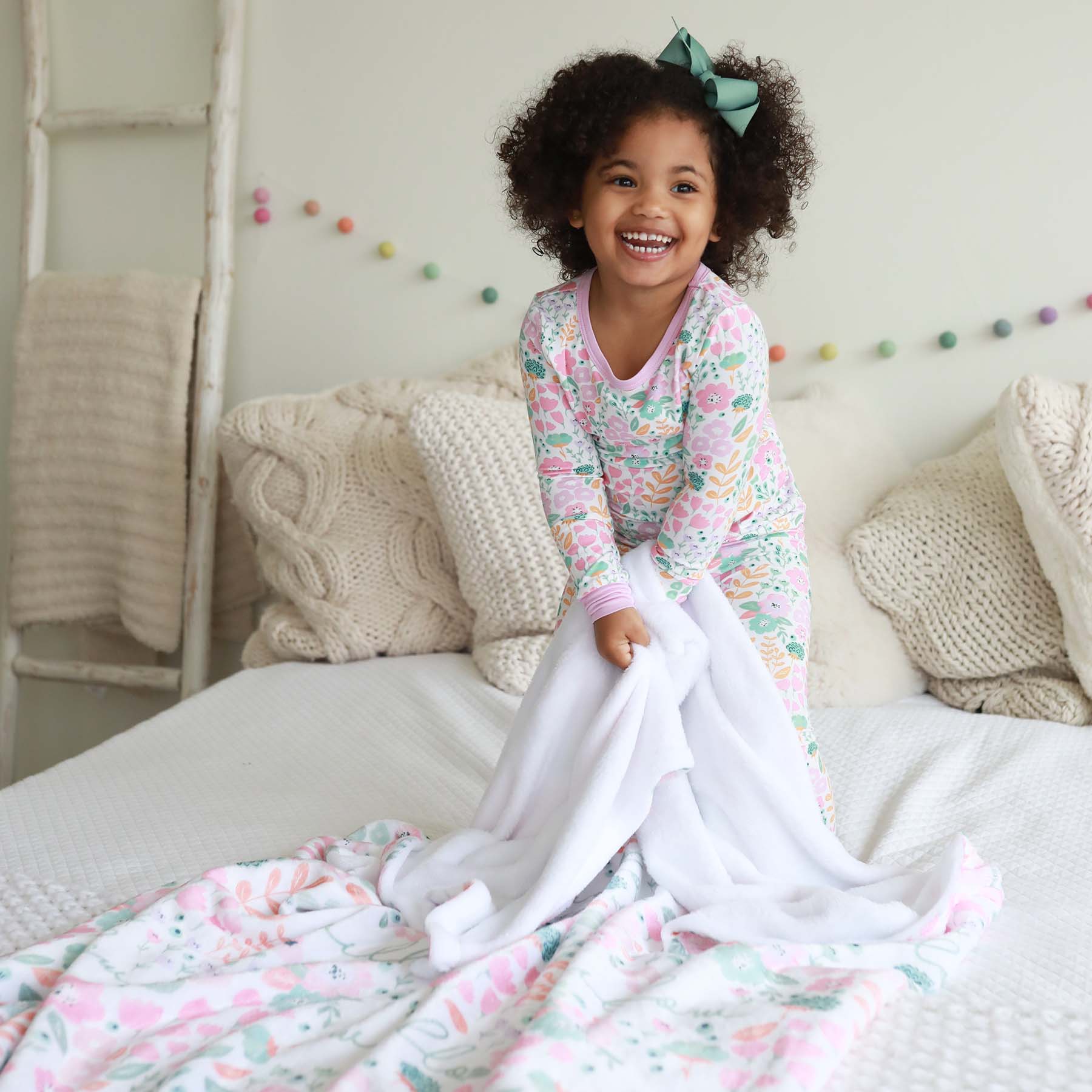 Willow's Whimsy Floral Personalized Kids Blanket - Image 3