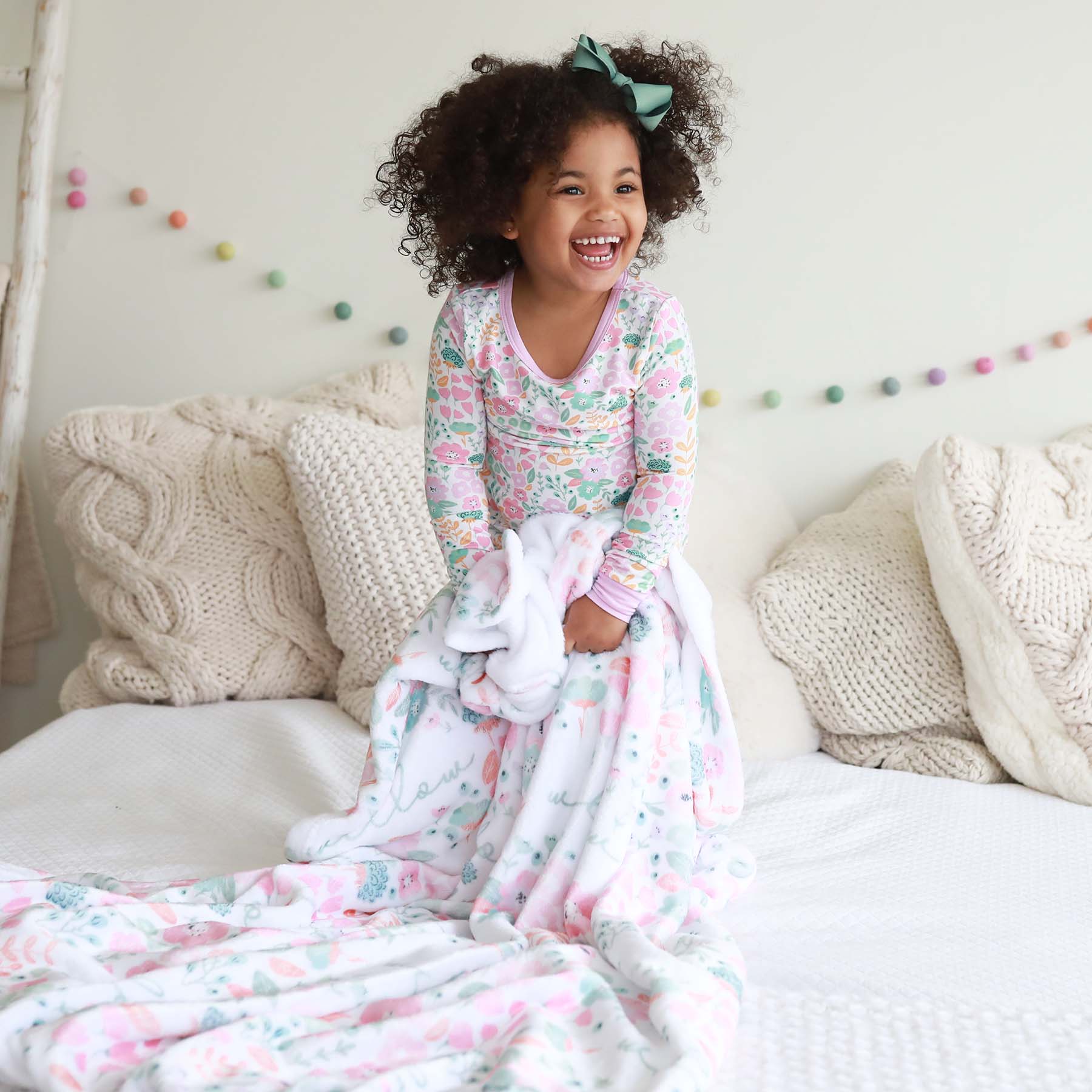 Willow's Whimsy Floral Personalized Kids Blanket - Image 4