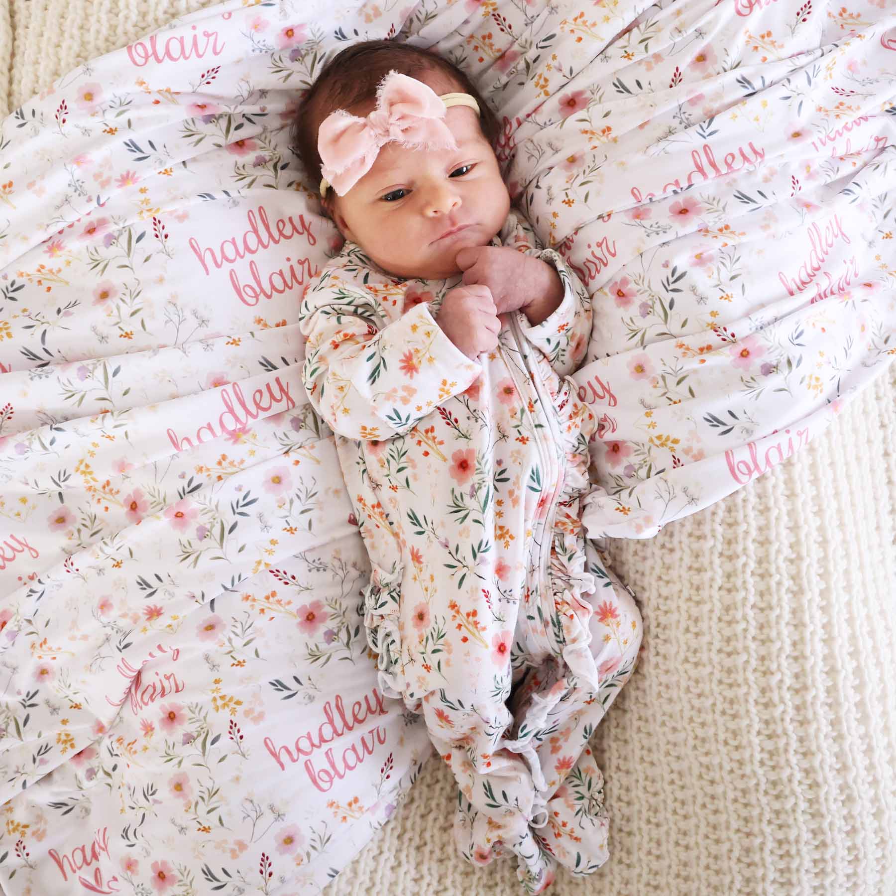 Winnie's Wildflowers Personalized Swaddle Blanket - Image 4