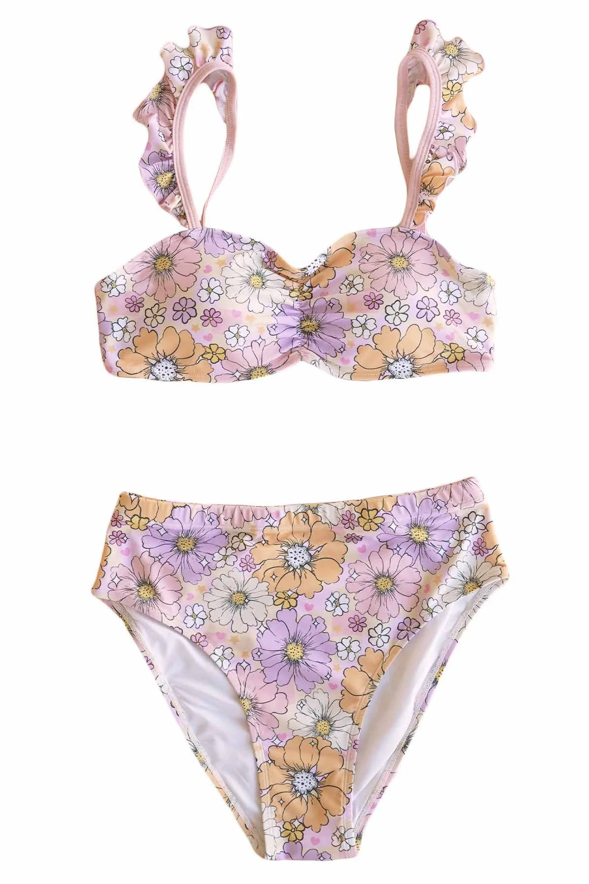 Women's Bikini with High Waisted Bottom | Disco Daisies - Image 2