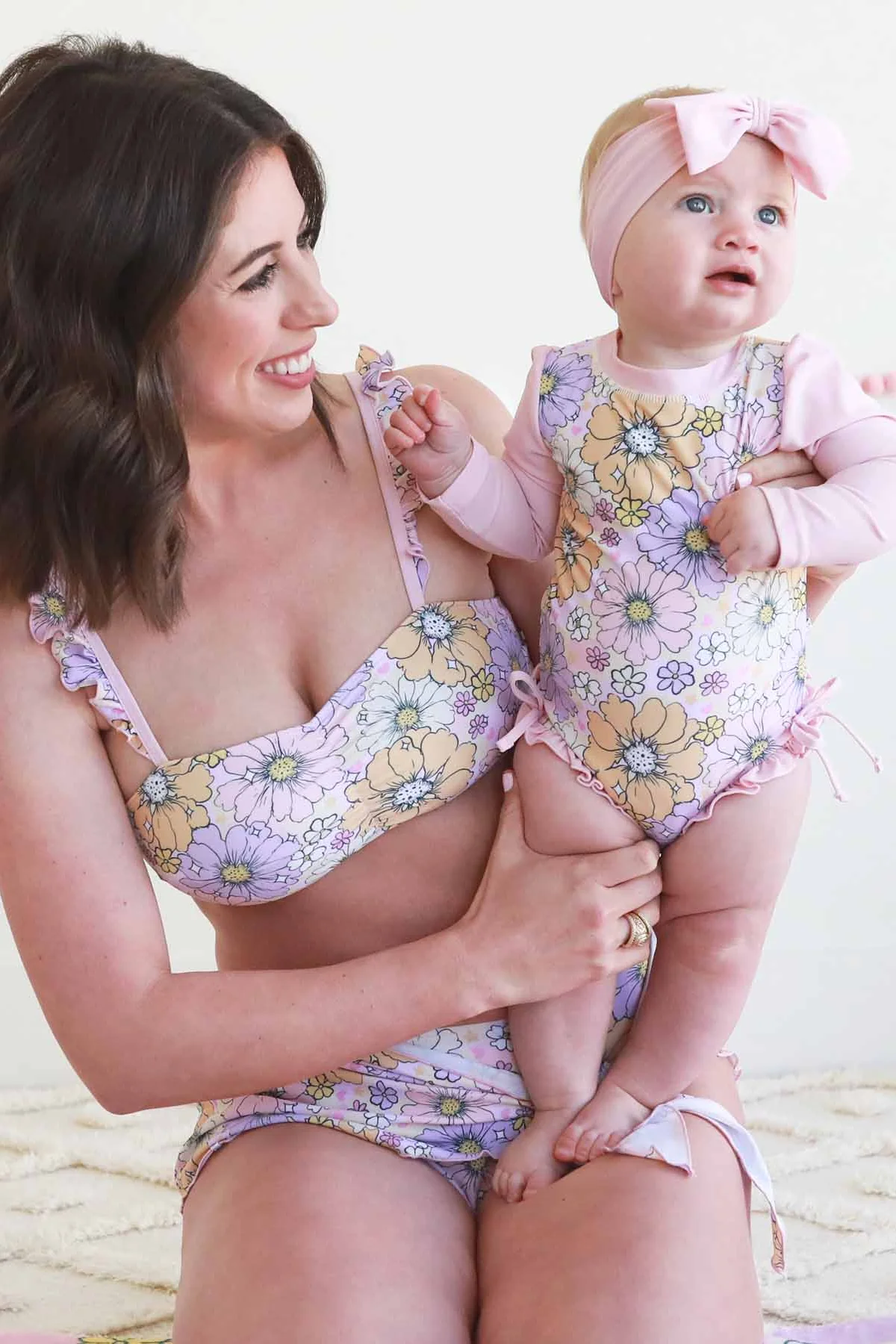 Women's Bikini with High Waisted Bottom | Disco Daisies - Image 6