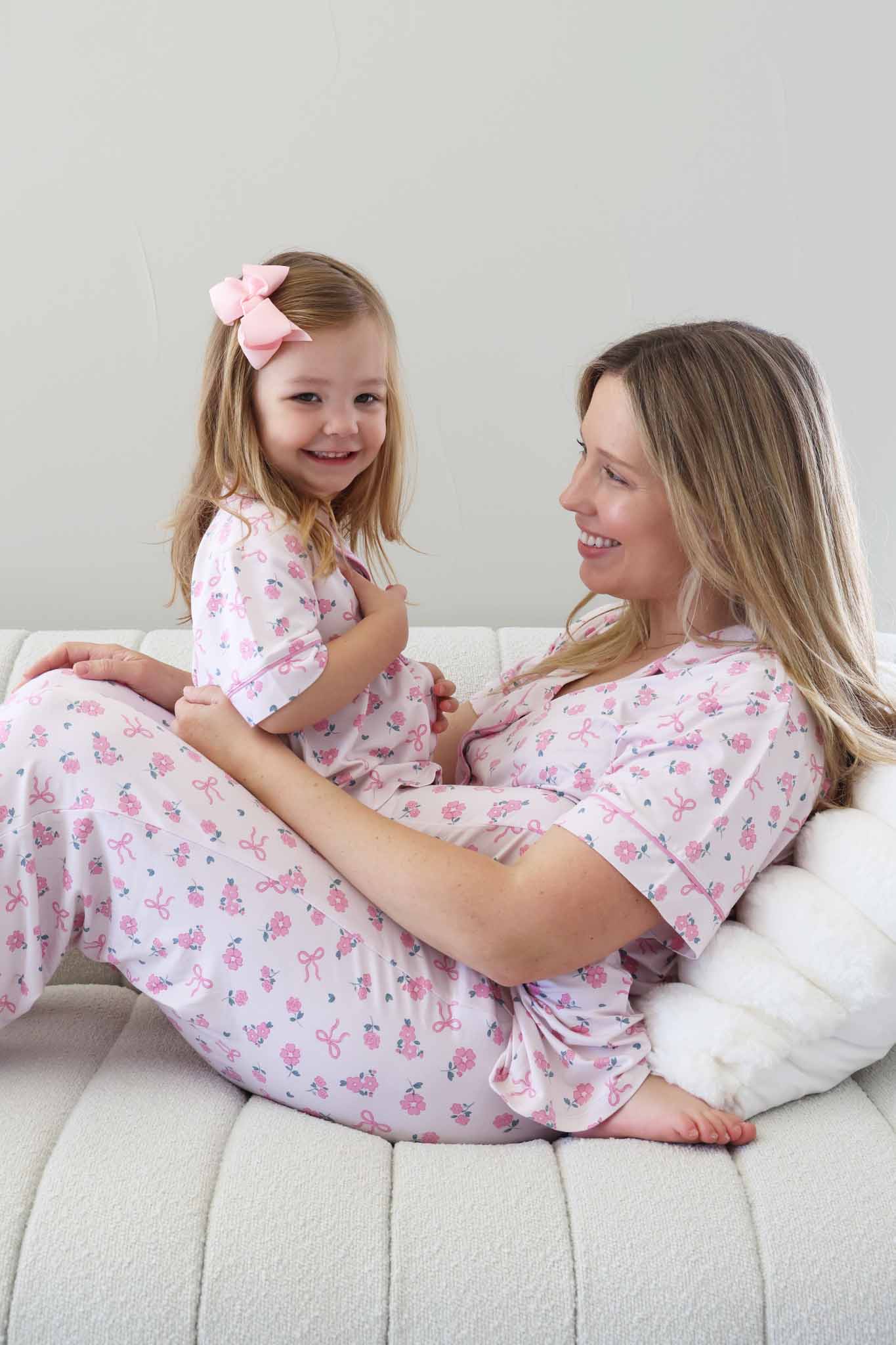 Women's Two Piece Flare Lounge Set | Ribbon & Roses Pink - Image 10