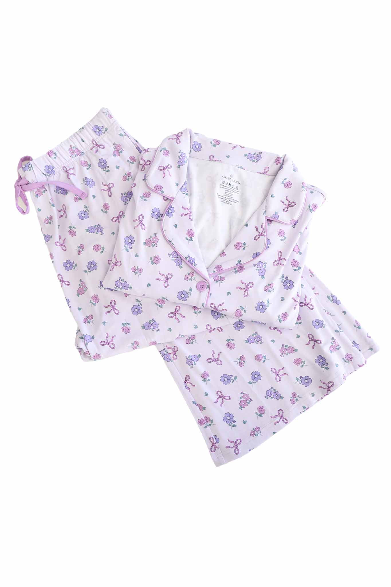 Women's Two Piece Flare Lounge Set | Ribbon & Roses Purple - Image 2