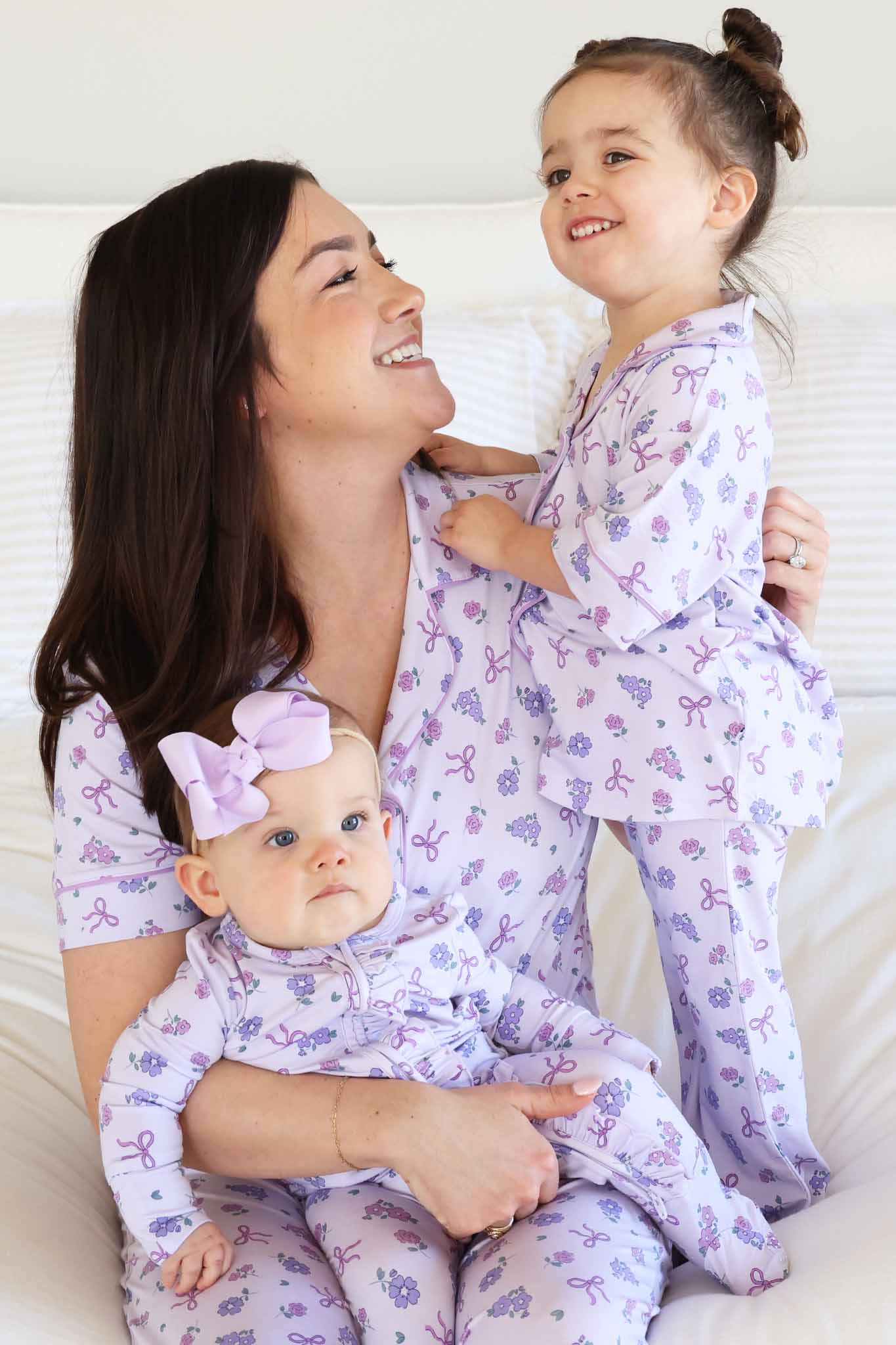 Women's Two Piece Flare Lounge Set | Ribbon & Roses Purple - Image 4
