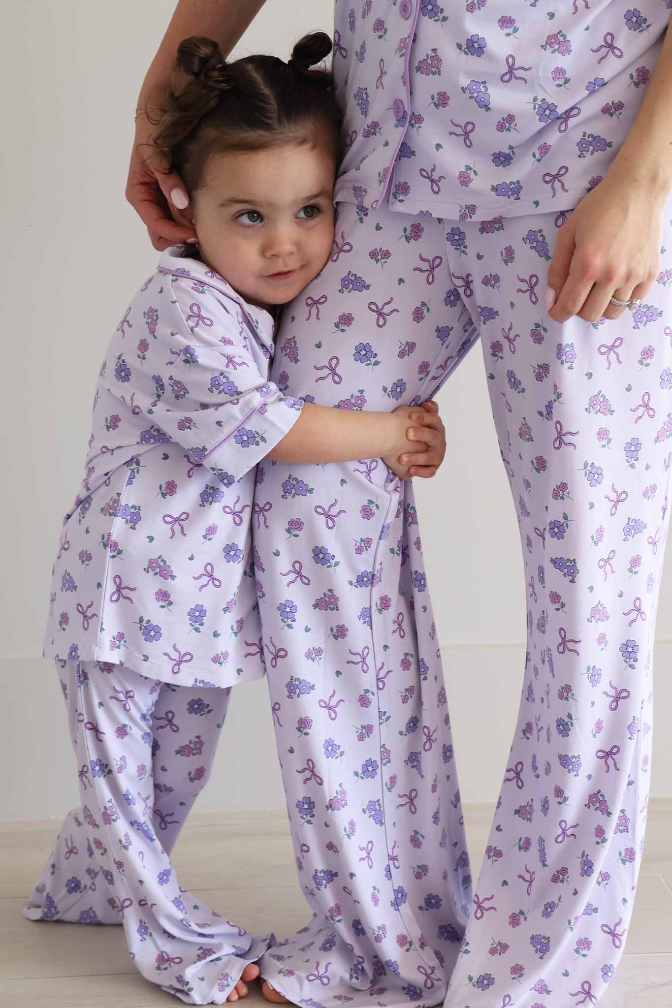 Women's Two Piece Flare Lounge Set | Ribbon & Roses Purple - Image 8