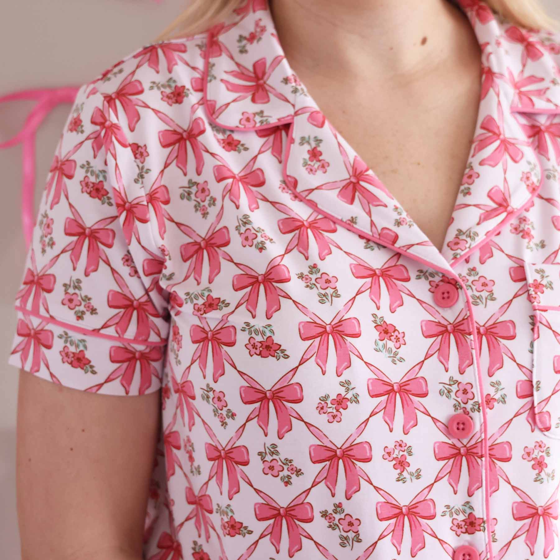 Women's Two Piece Short Lounge Set | Bow Besties - Image 12