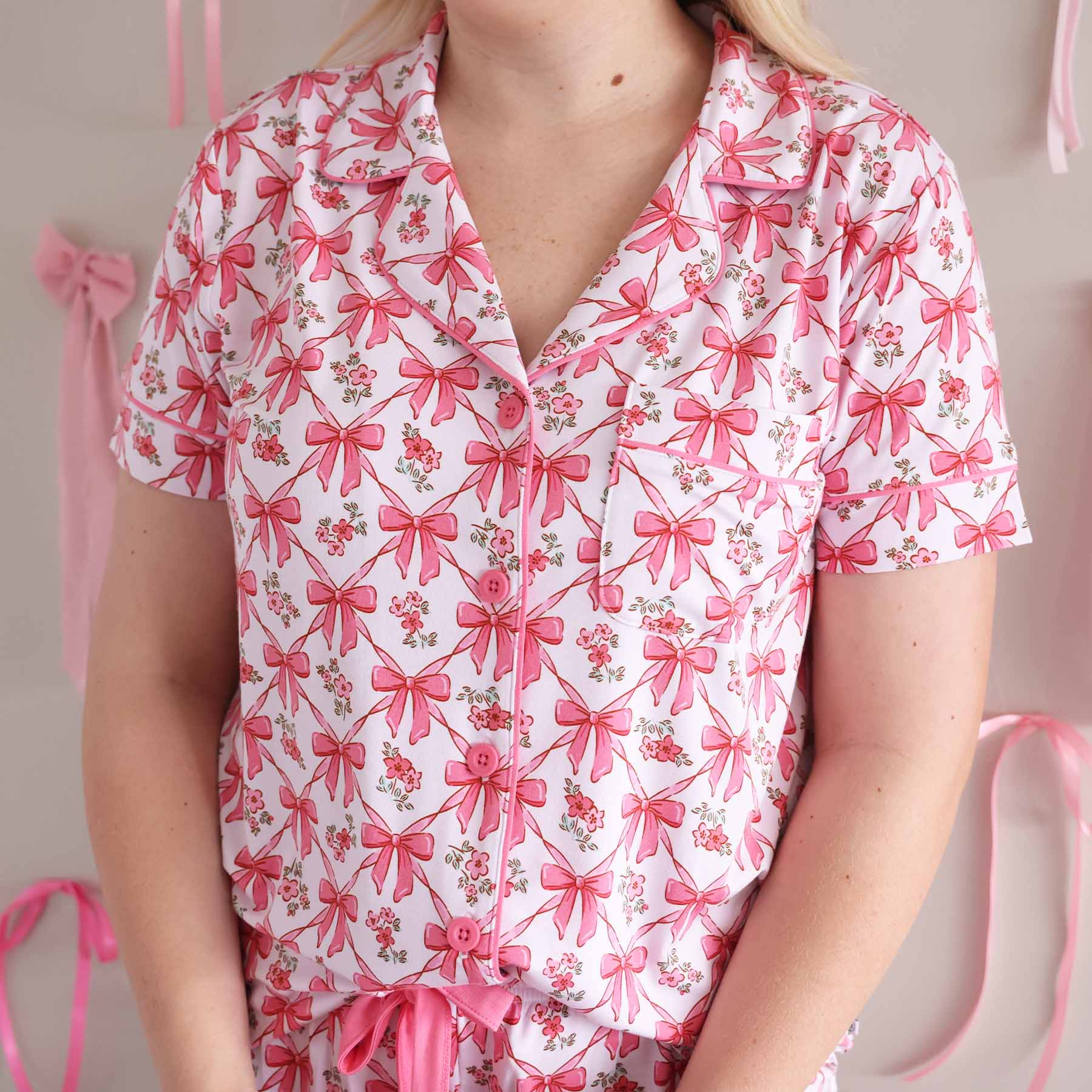 Women's Two Piece Short Lounge Set | Bow Besties - Image 3