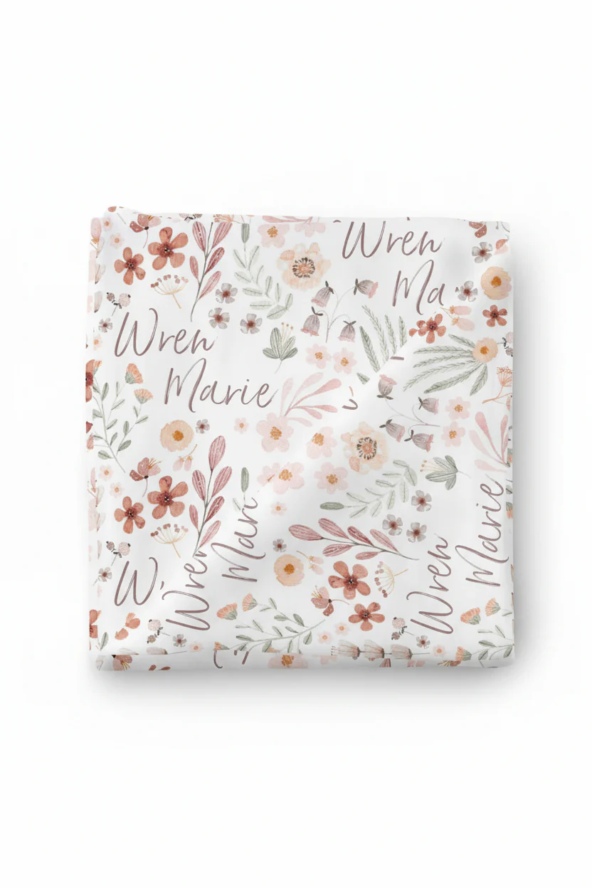 Wren's Wildflower Personalized Swaddle Blanket - Image 2